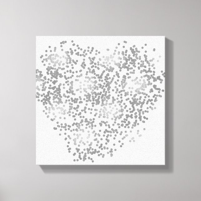 Toile Coeur de Confetti Argent et Blanc (Recto)