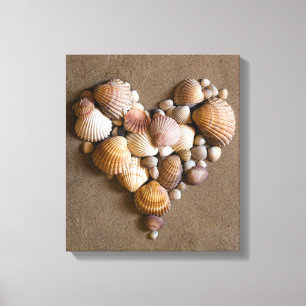 Toile Coeur de Valentine fait avec des coquilles