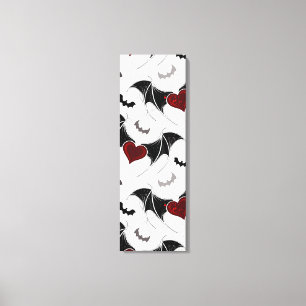 Toile Coeur d'Halloween avec ailes de chauve-souris noir
