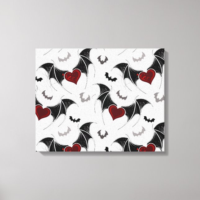 Toile Coeur d'Halloween avec ailes de chauve-souris noir (Recto)