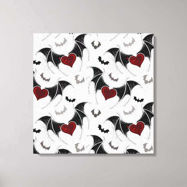 Toile Coeur d'Halloween avec ailes de chauve-souris noir (Recto)