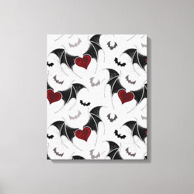 Toile Coeur d'Halloween avec ailes de chauve-souris noir (Recto)