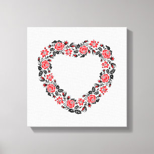 Toile Coeur d'origine des fleurs de roses rouges de poin