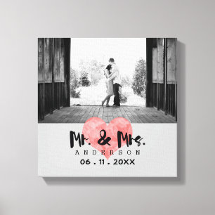 Toile Coeur empilé Rustique M & Mme Mariage