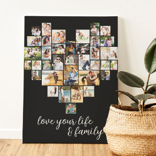 Toile Coeur en forme 36 Photo Collage Love Life Famille 