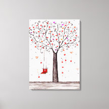 COEUR ROMANTIQUE ROUGE NOIR ARBRE D'ENCRE AVEC BAL