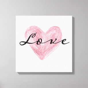 Toile Coeur rose avec amour