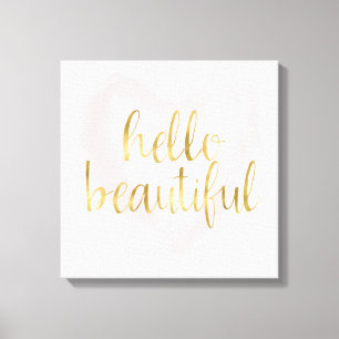 Toile Coeur rose d'aquarelle d'or bonjour beau