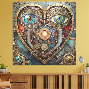 Toile Coeur Steampunk Fantaisiste Je Te Vois Je T'Aime