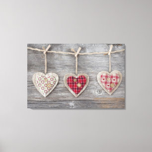 Toile Coeurs au-dessus d'un Tableau en bois