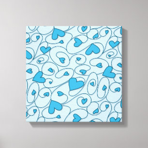 Toile Coeurs bouclés bleus