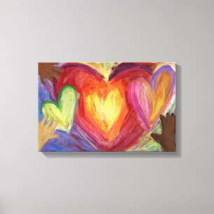 Toile Coeurs et mains Diversité Peinture Canvas Art Impr
