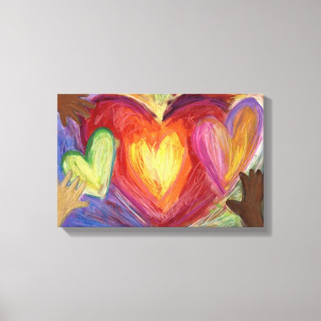 Toile Coeurs et mains Diversité Peinture Canvas Art Impr (Recto)