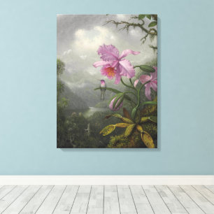 Toile Colibri perché sur une plante d'orchidée par MJ He