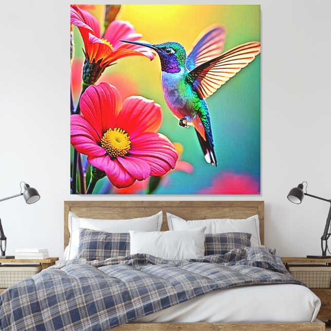 Toile Colibri vibrant au coucher du soleil (Insitu(Chambre))