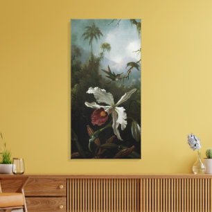 Toile Colibris et orchidée blanche par Martin J. Heade