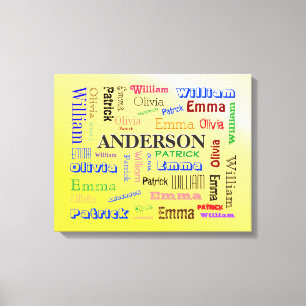 Toile Collage de noms de nuage de mots de famille spécia