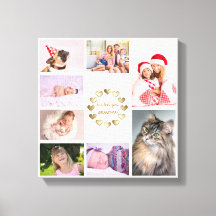 Collage de photos de famille élégant en or pour la