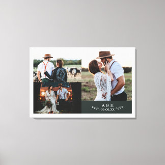 Toile Collage de photos de mariage rustique moderne Mono