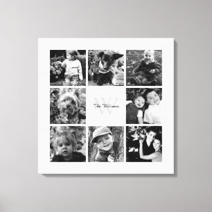 Toile Collage de photos monogrammes de cadres blancs