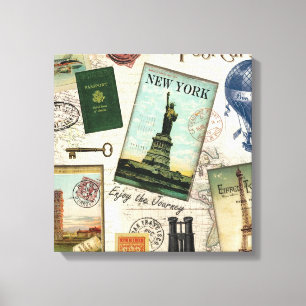 Toile collage de voyage vintage moderne