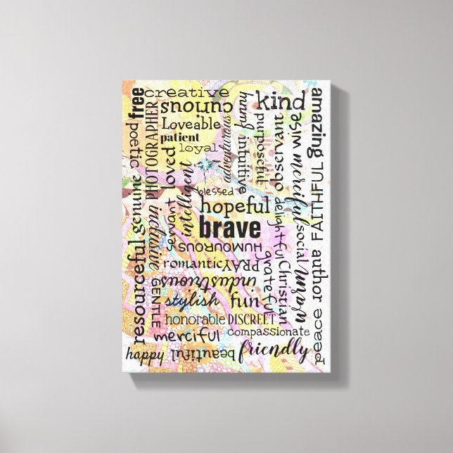 Toile Collage des mots d'affirmation (Recto)