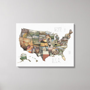Toile Collage d'état des Etats-Unis