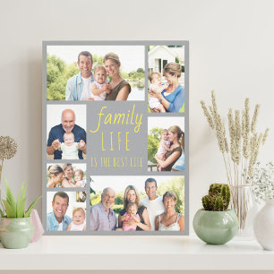 Toile Collage photo 7 Image Citation Vie de famille Gris