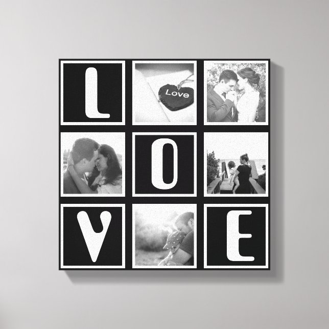 Toile Collage photo d'amour noir et blanc (Recto)
