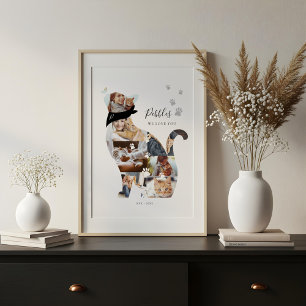 Toile Collage photo de chat en mémoire affective Mémoria