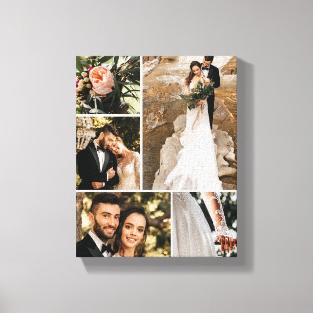 Toile Collage photo de famille de mariage personnalisé (Recto)