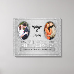 Toile Collage photo du 25e anniversaire d'argent