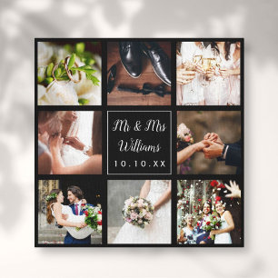 Toile Collage photo du jour du mariage personnalisé
