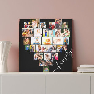 Toile Collage photo en forme de coeur de famille Petit C