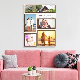 Toile Collage photo famille cinq personnalisable