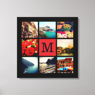 Toile Collage photo Instagram Monogramme personnalisé
