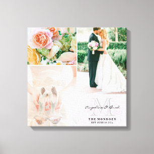 Toile Collage photo Mariage de monogramme couleur rose