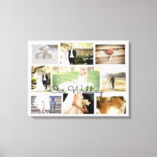 Toile Collage photo Mariage personnalisé Mur Art Blanc