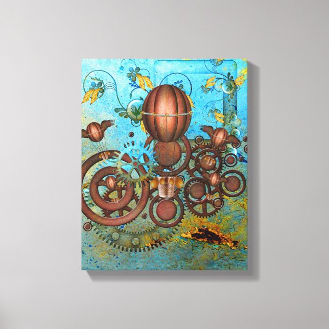 Toile Collage Steampunk Aqua & Cuivre Imprimer (Recto)