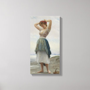 Toile Collecte de galets sur la plage en Italie