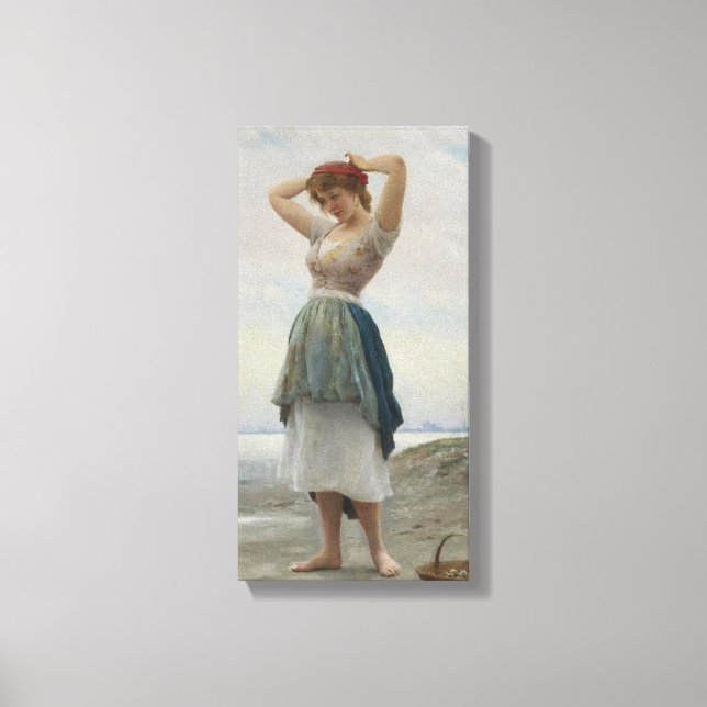 Toile Collecte de galets sur la plage en Italie (Recto)