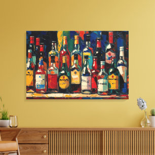 Toile "Collection de bouteilles de la étagère de bar" (S