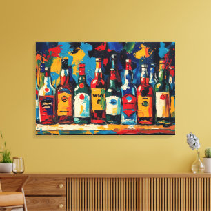 Toile "Collection de bouteilles de la étagère de bar" (S