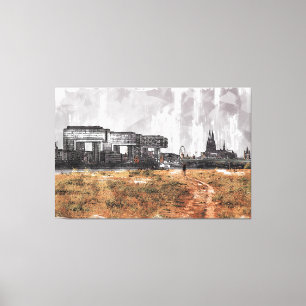 Toile Cologne Skyline Panorama avec Dom SketchArt