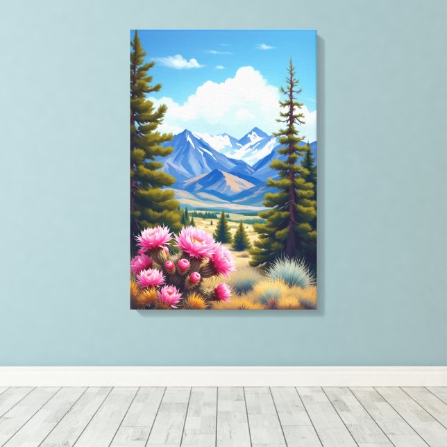 Toile Colorado Rocky Mountains Blooming Cactus (Insitu (Plancher de Bois))