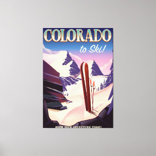 Toile Colorado Ski print - USA poster vintage sports de 