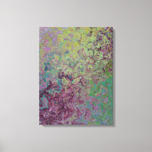 Toile Colorful Alcohol Ink, Green and Burgundy Abstract