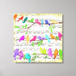 Toile Colorful Musical Birds Symphony Canvas Print Song 