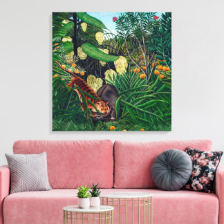 Toile Combat entre un Tigre et un Buffle | H Rousseau |