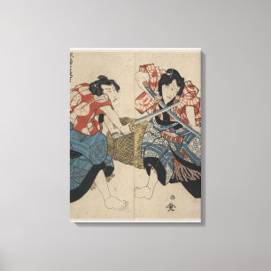 Toile Combat samouraï d'épée circa 1825